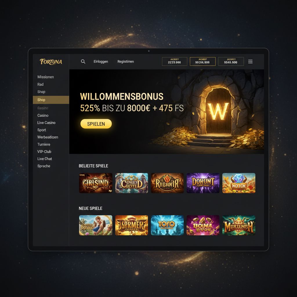Beispielhafte Darstellung einer Online-Casino-Lobby mit Spielekacheln
